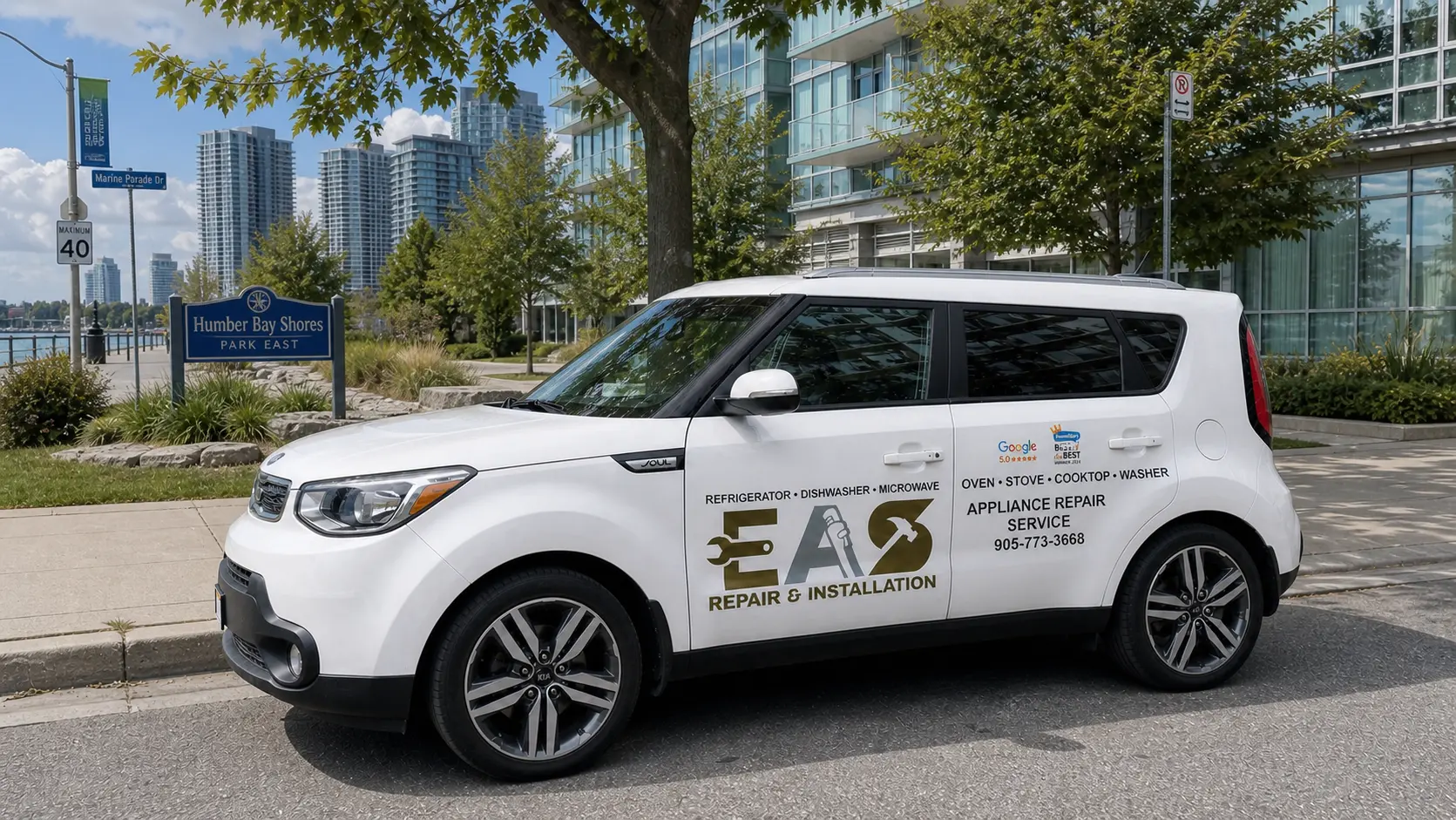 Appliance repair service vehicle in Etobicoke