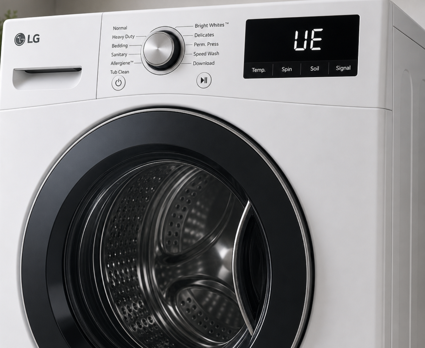 LG washer UE error code on display
