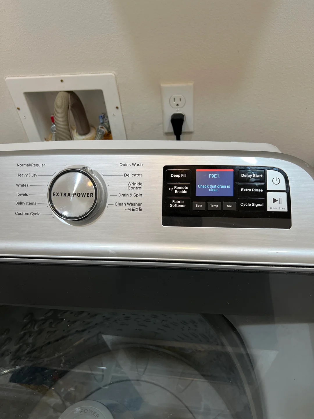 Maytag washer F9E1 error code on display
